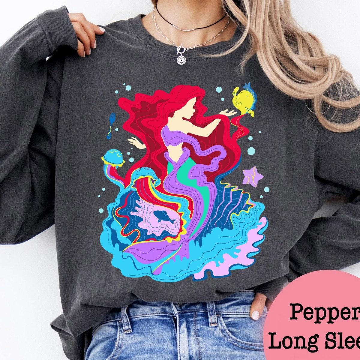 The Little Mermaid Ariel Princess With Flounder Shirt 4