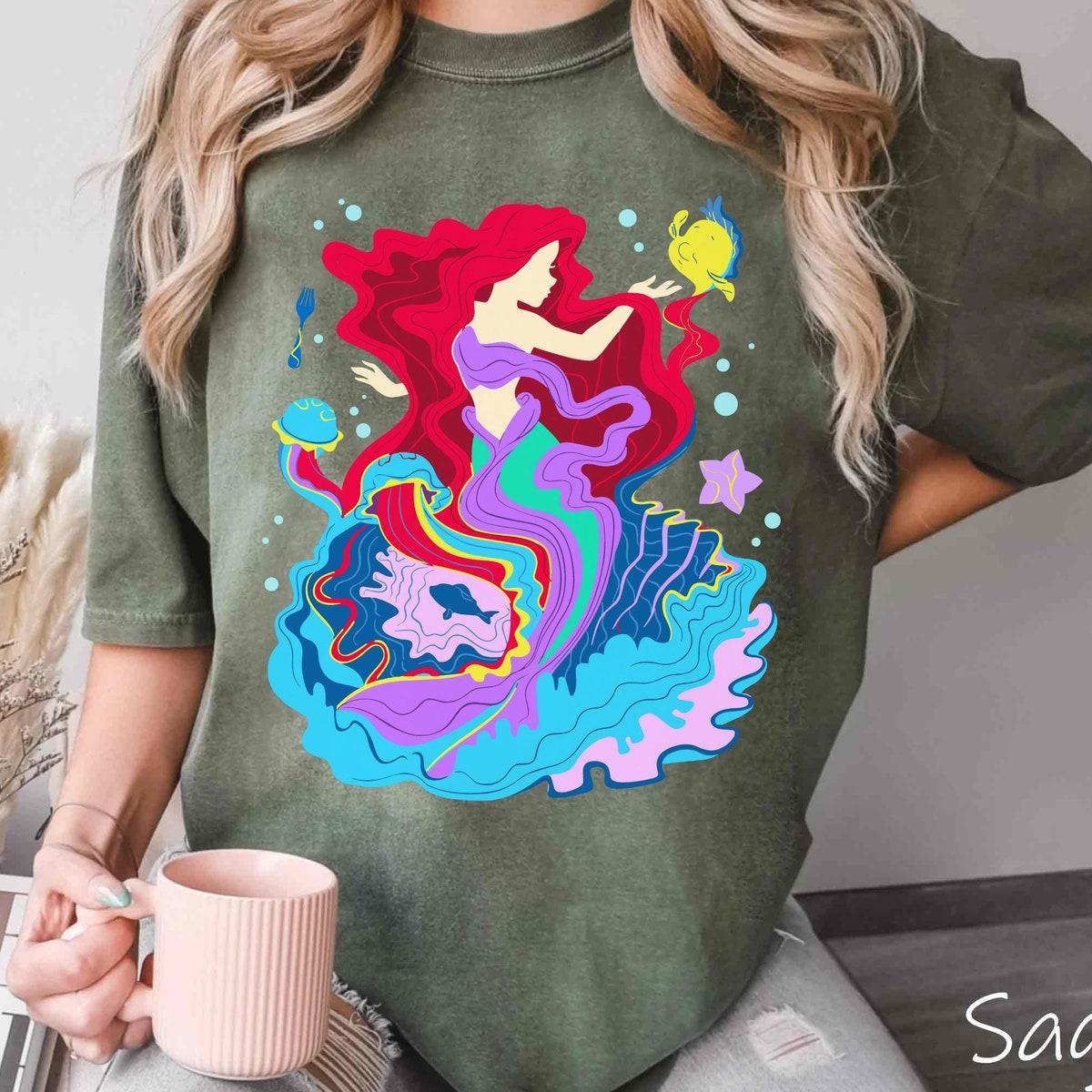 The Little Mermaid Ariel Princess With Flounder Shirt 5