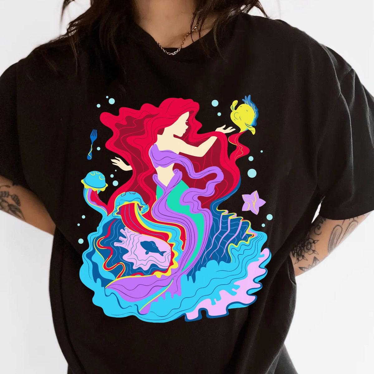 The Little Mermaid Ariel Princess With Flounder Shirt 6