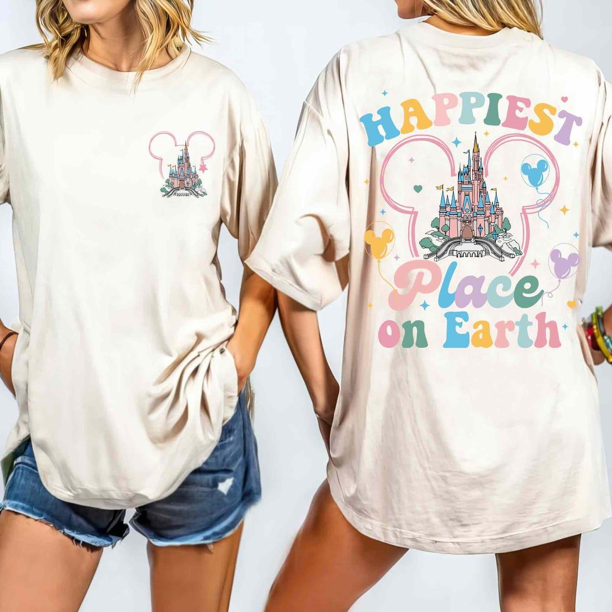 Two Sided Disney Castle Mickey Ears Happiest Place On Earth Shirt 1