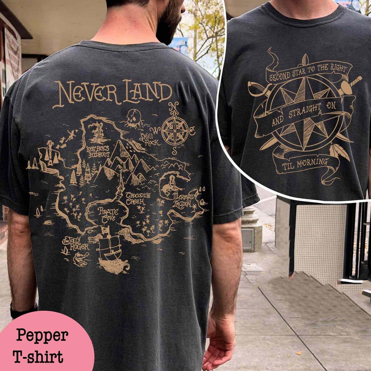 Two Sided Peter Pan Neverland Map Shirt 1