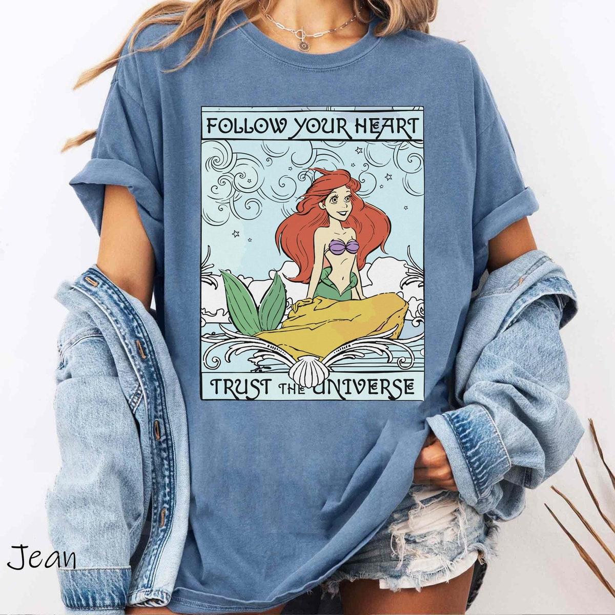 Vintage Ariel Princess On Rock Follow Your Heart Trust Your Universe Shirt 2