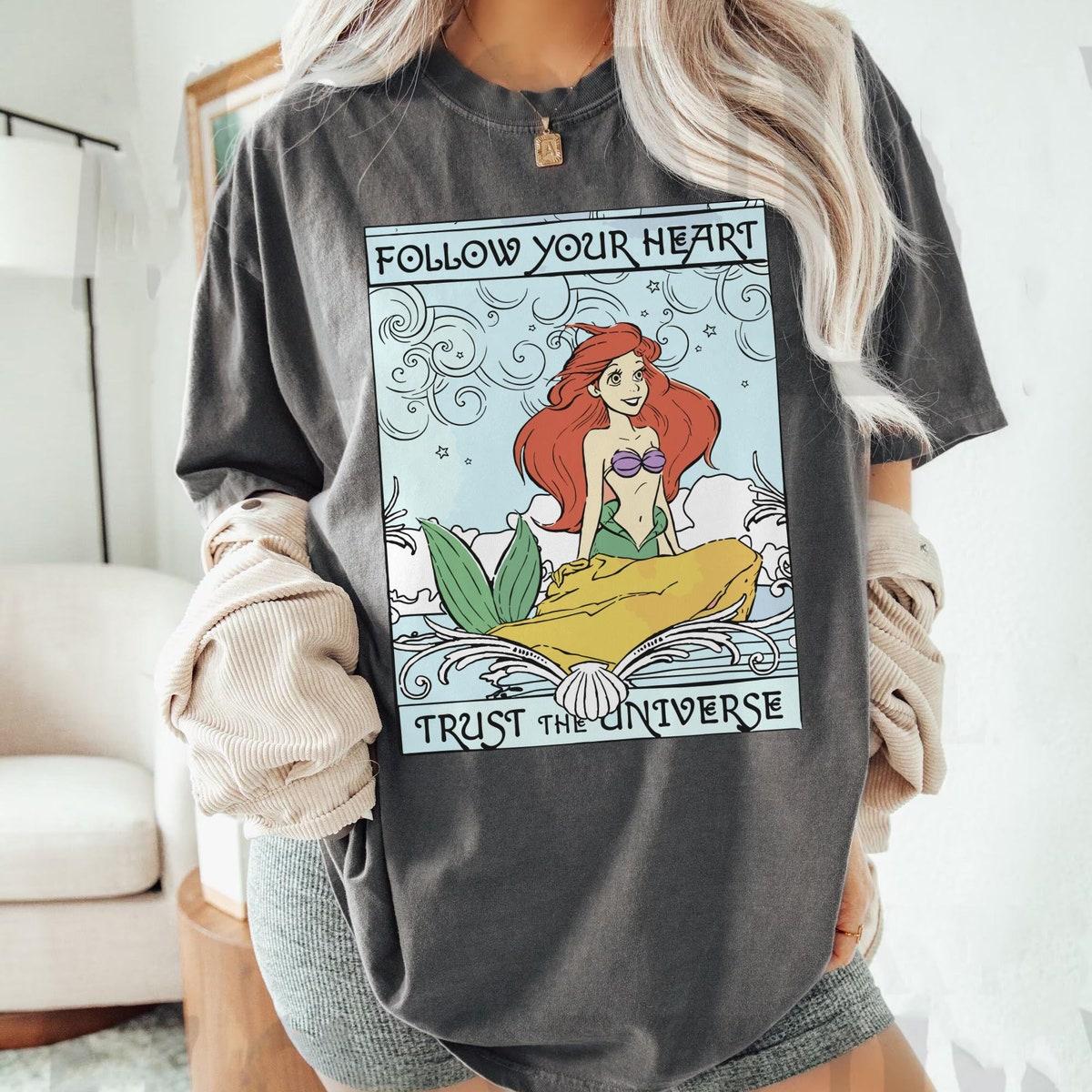 Vintage Ariel Princess On Rock Follow Your Heart Trust Your Universe Shirt 5