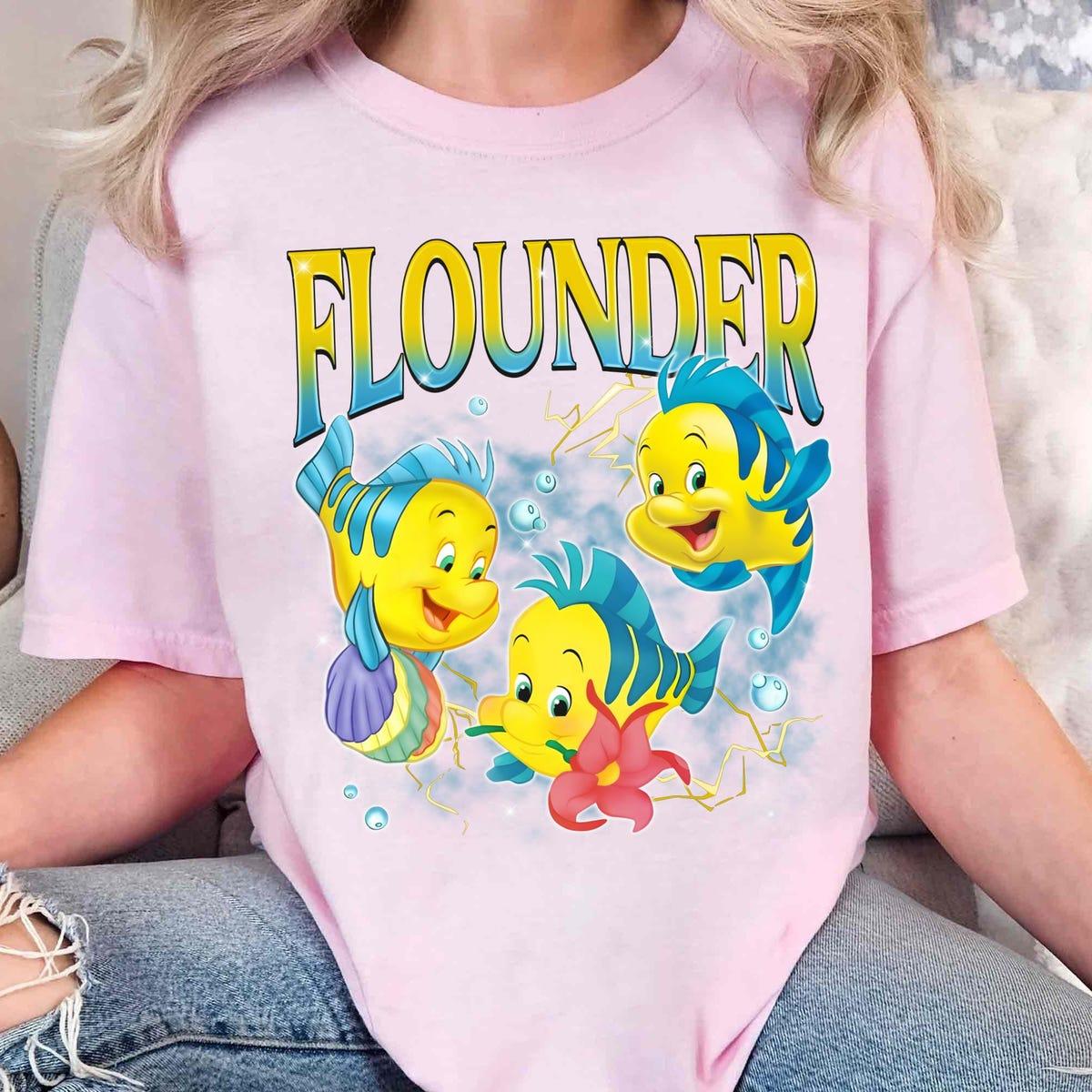 Vintage Disney Flounder Fish The Little Mermaid Characters Shirt 1