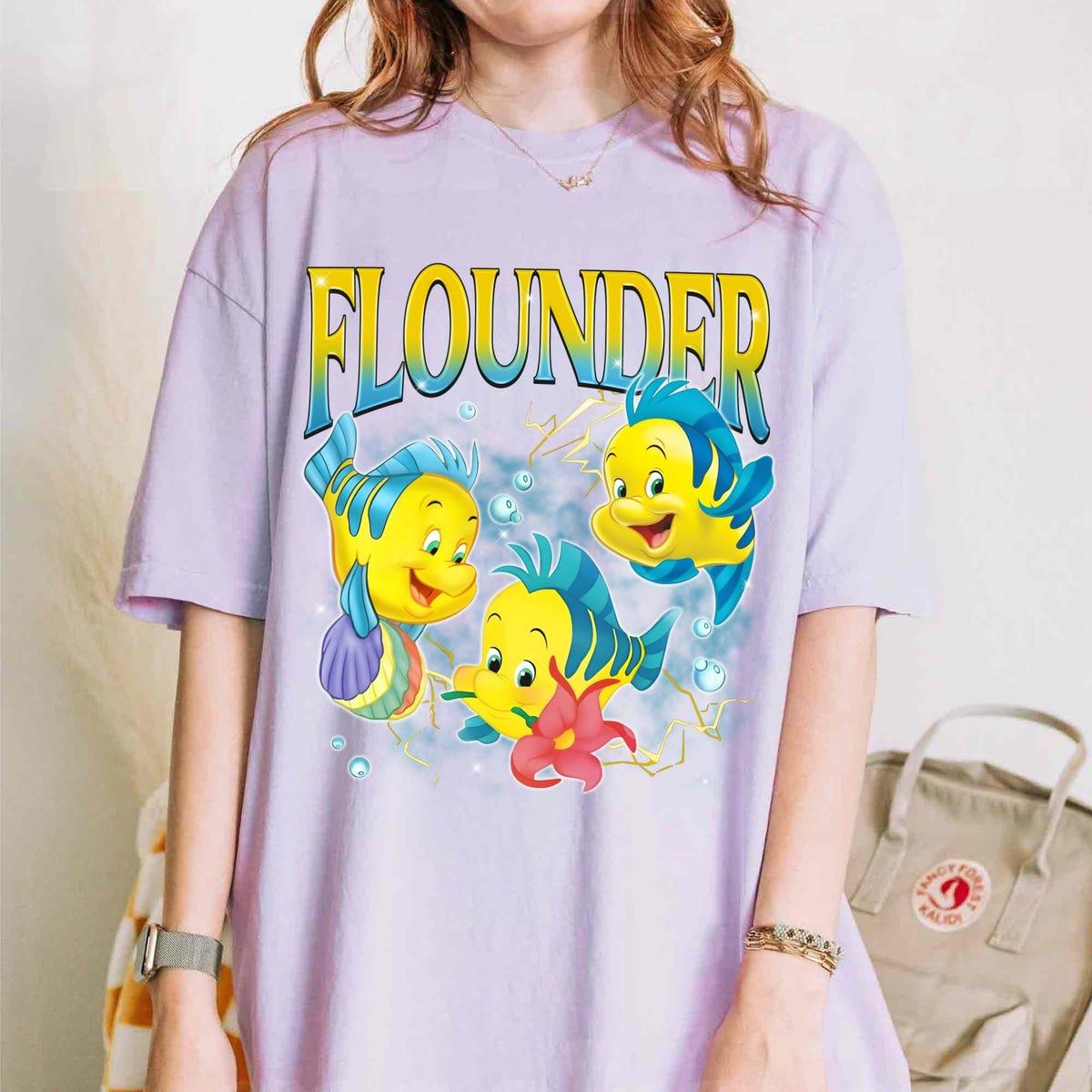 Vintage Disney Flounder Fish The Little Mermaid Characters Shirt 2