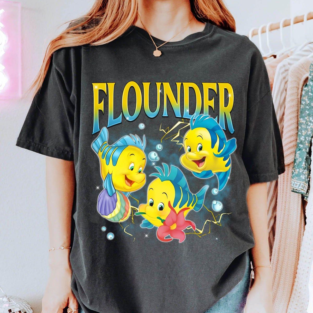 Vintage Disney Flounder Fish The Little Mermaid Characters Shirt 5