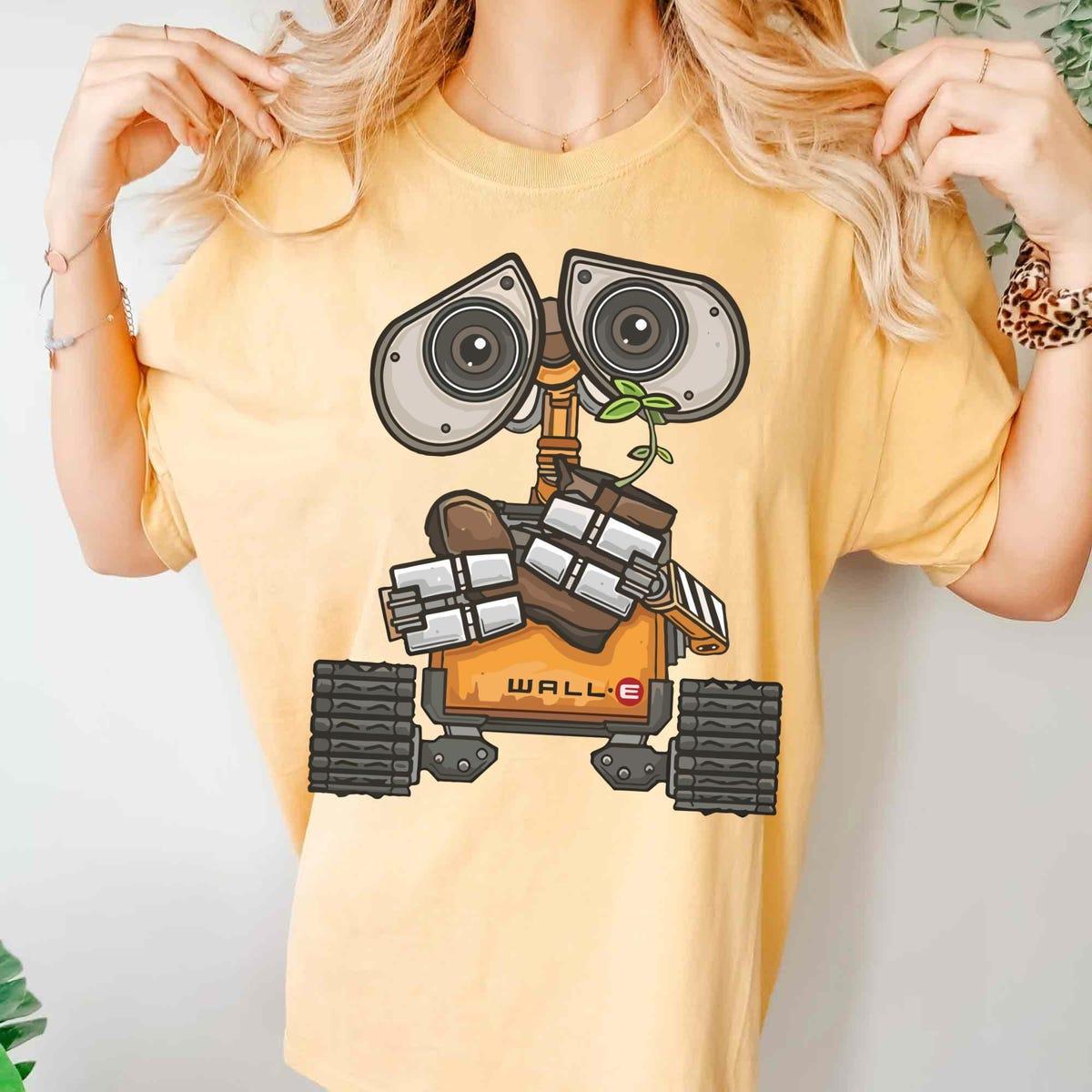 Vintage Disney Wall E And Eve Cute Wall E Plant Boot Shirt 3