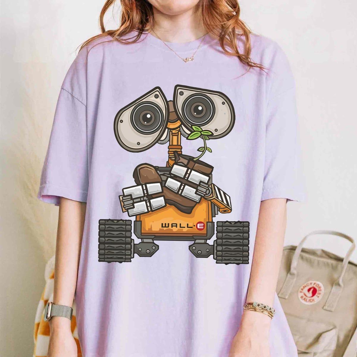 Vintage Disney Wall E And Eve Cute Wall E Plant Boot Shirt 4