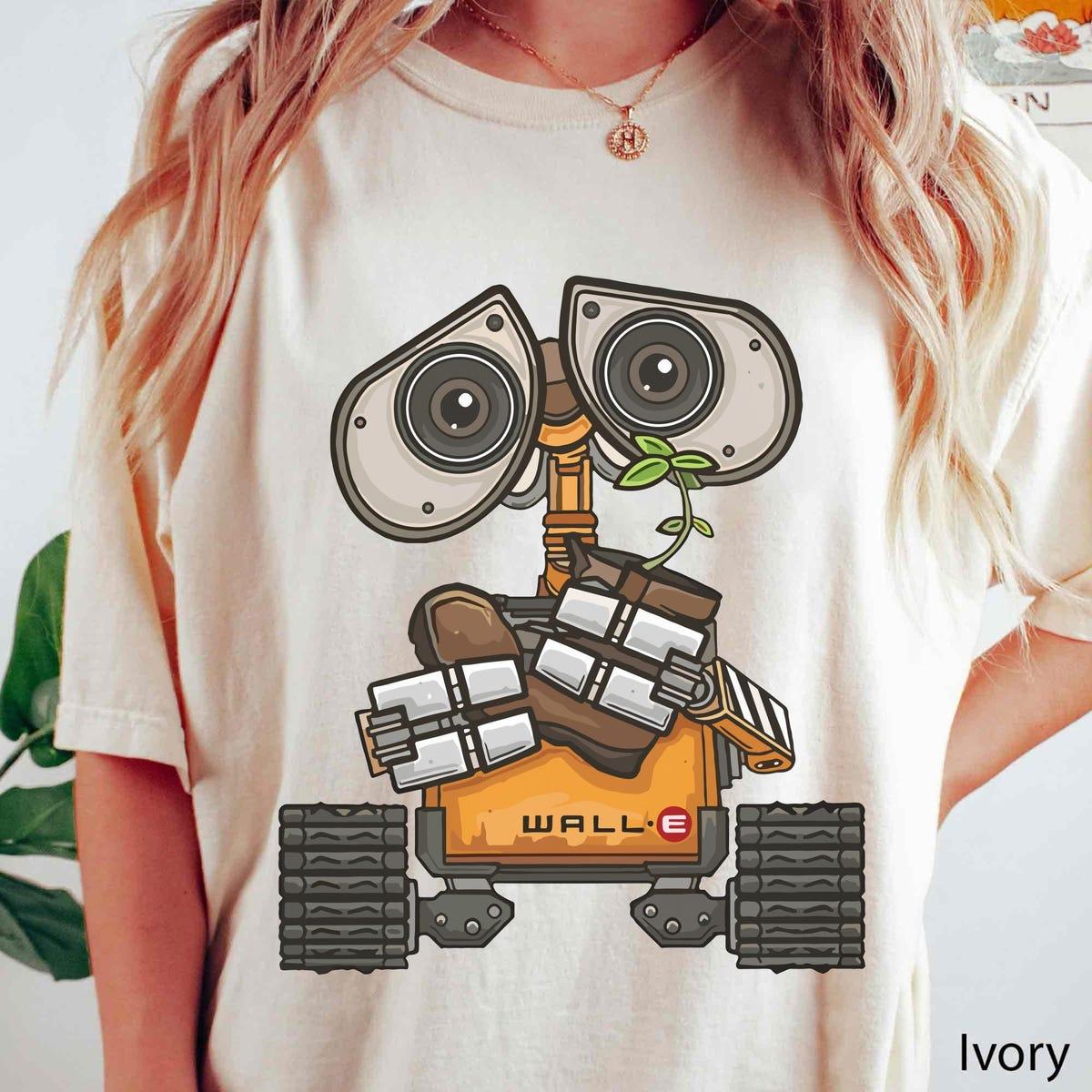 Vintage Disney Wall E And Eve Cute Wall E Plant Boot Shirt 5