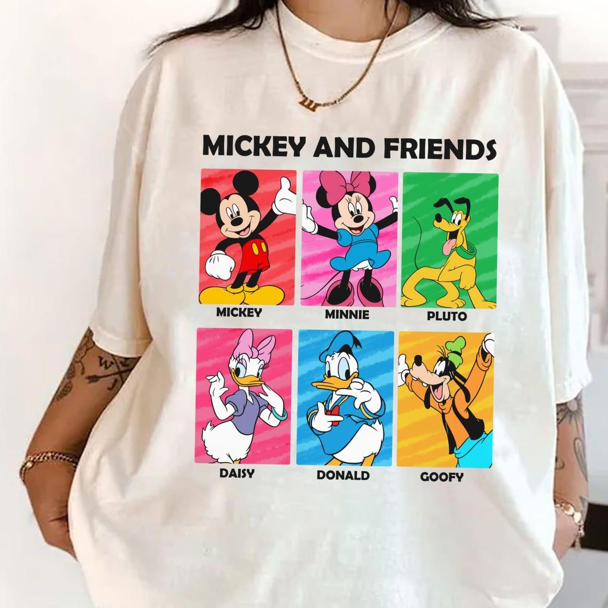 Vintage Mickey And Friends Mickey Minnie Pluto Goofy Donald Daisy Shirt 1