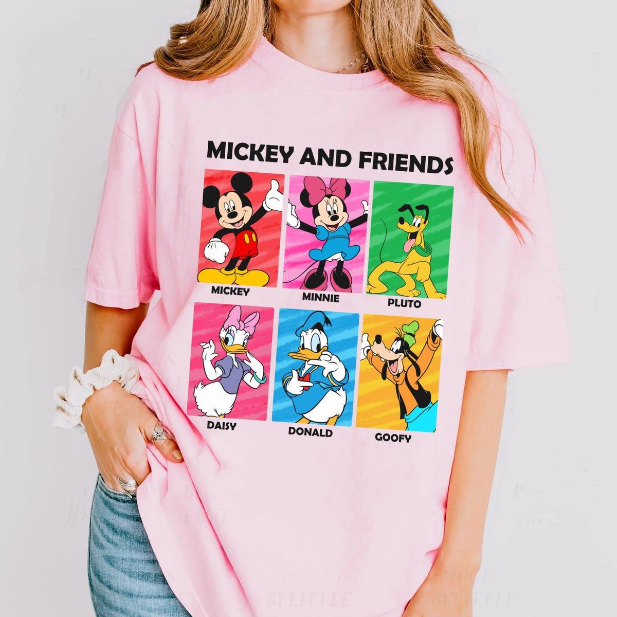 Vintage Mickey And Friends Mickey Minnie Pluto Goofy Donald Daisy Shirt 3