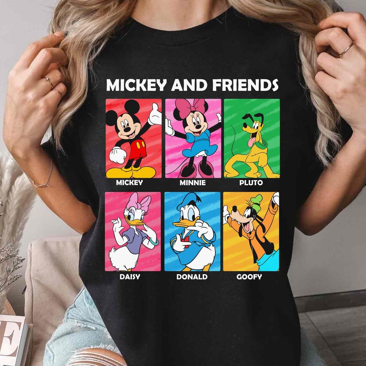 Vintage Mickey And Friends Mickey Minnie Pluto Goofy Donald Daisy Shirt 4