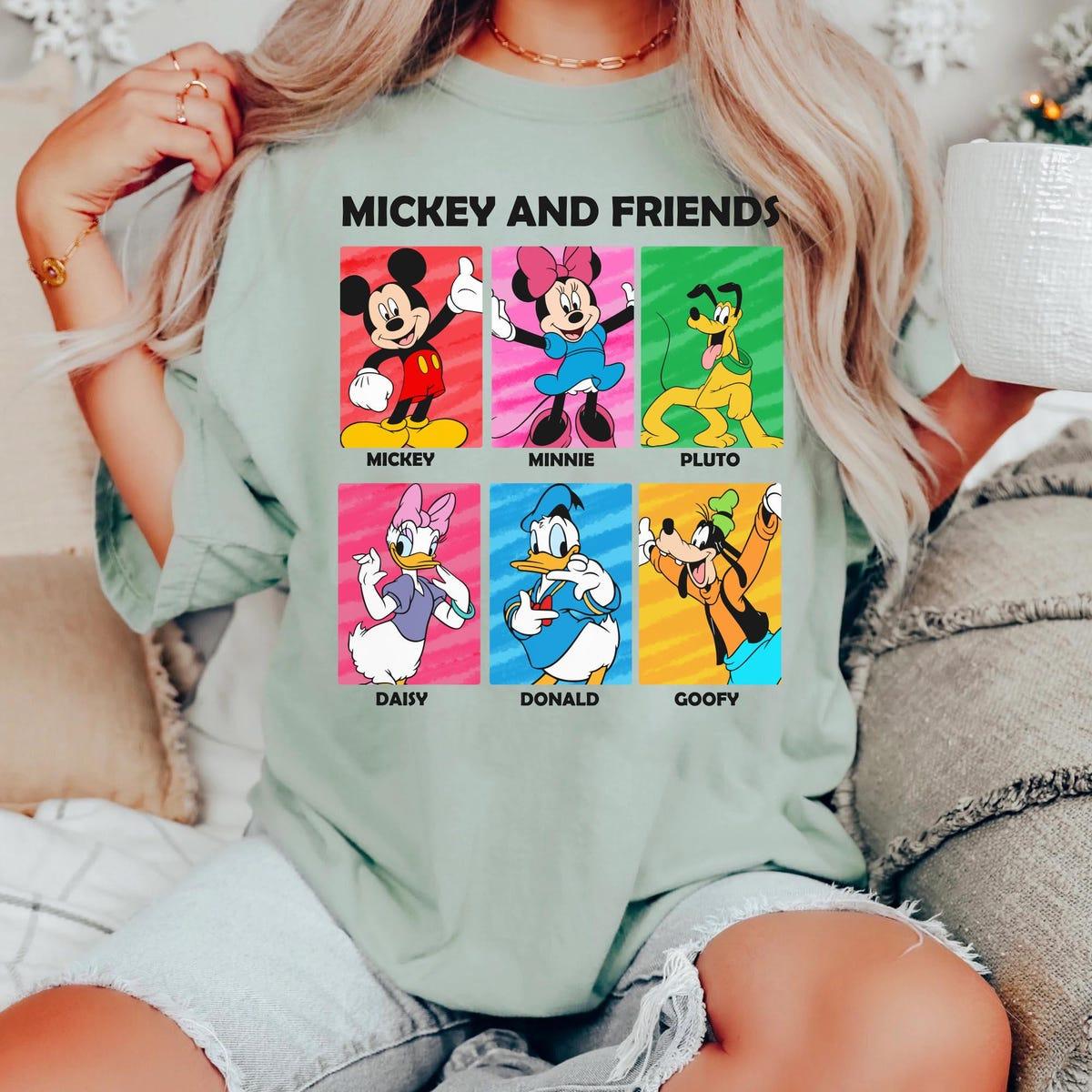 Vintage Mickey And Friends Mickey Minnie Pluto Goofy Donald Daisy Shirt 5