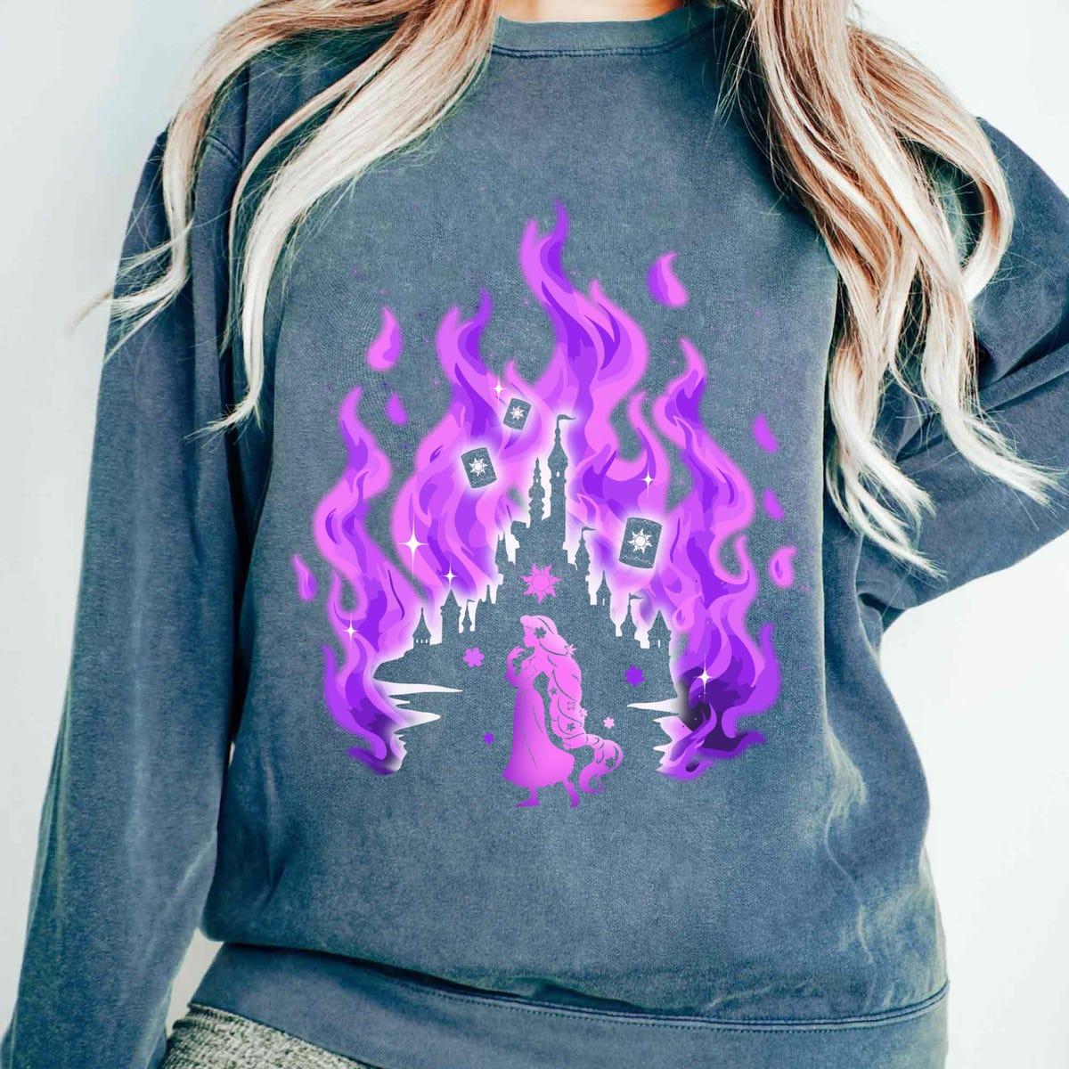 Vintage Silhouette Rapunzel Tangled Castle With Lanterns Shirt 2