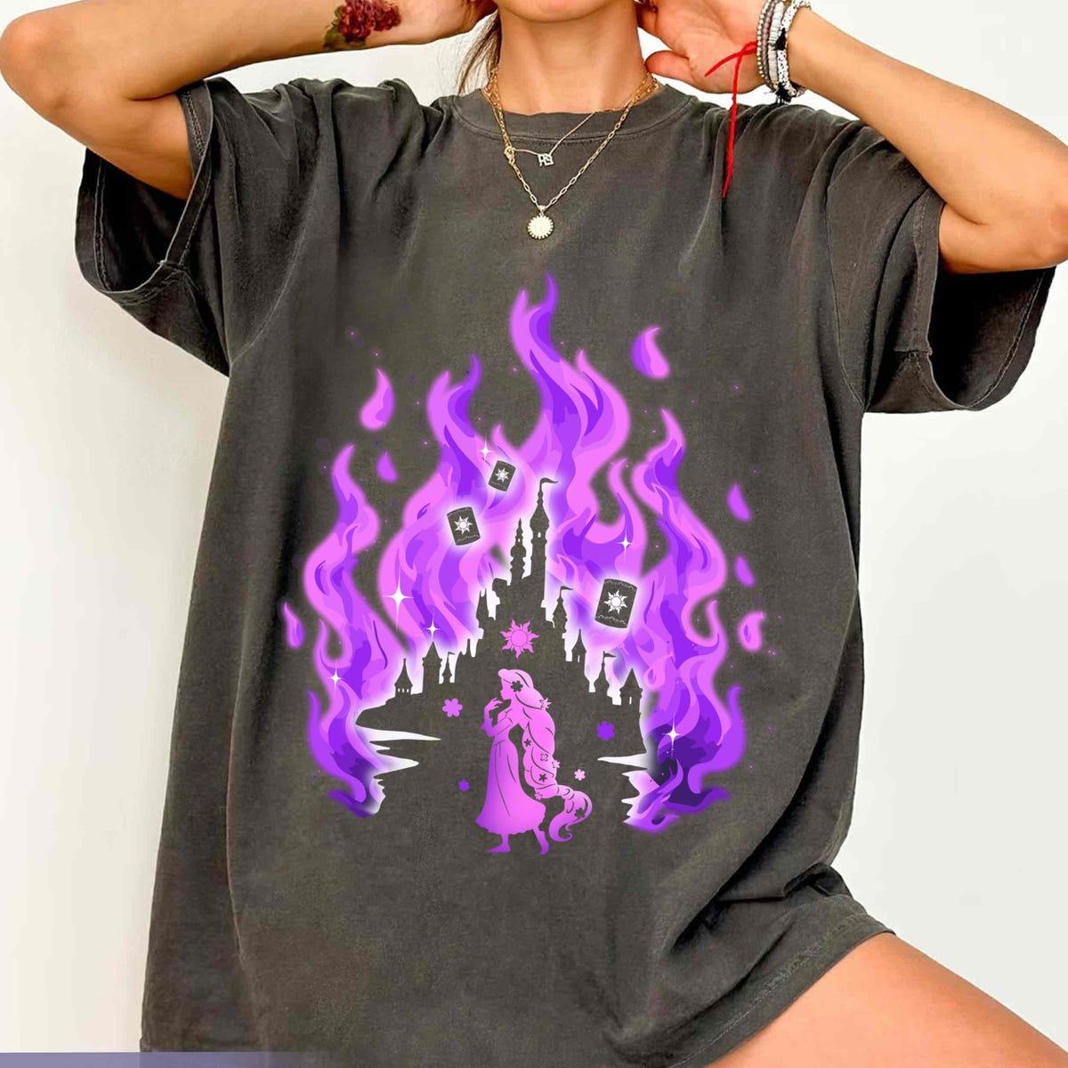 Vintage Silhouette Rapunzel Tangled Castle With Lanterns Shirt 3