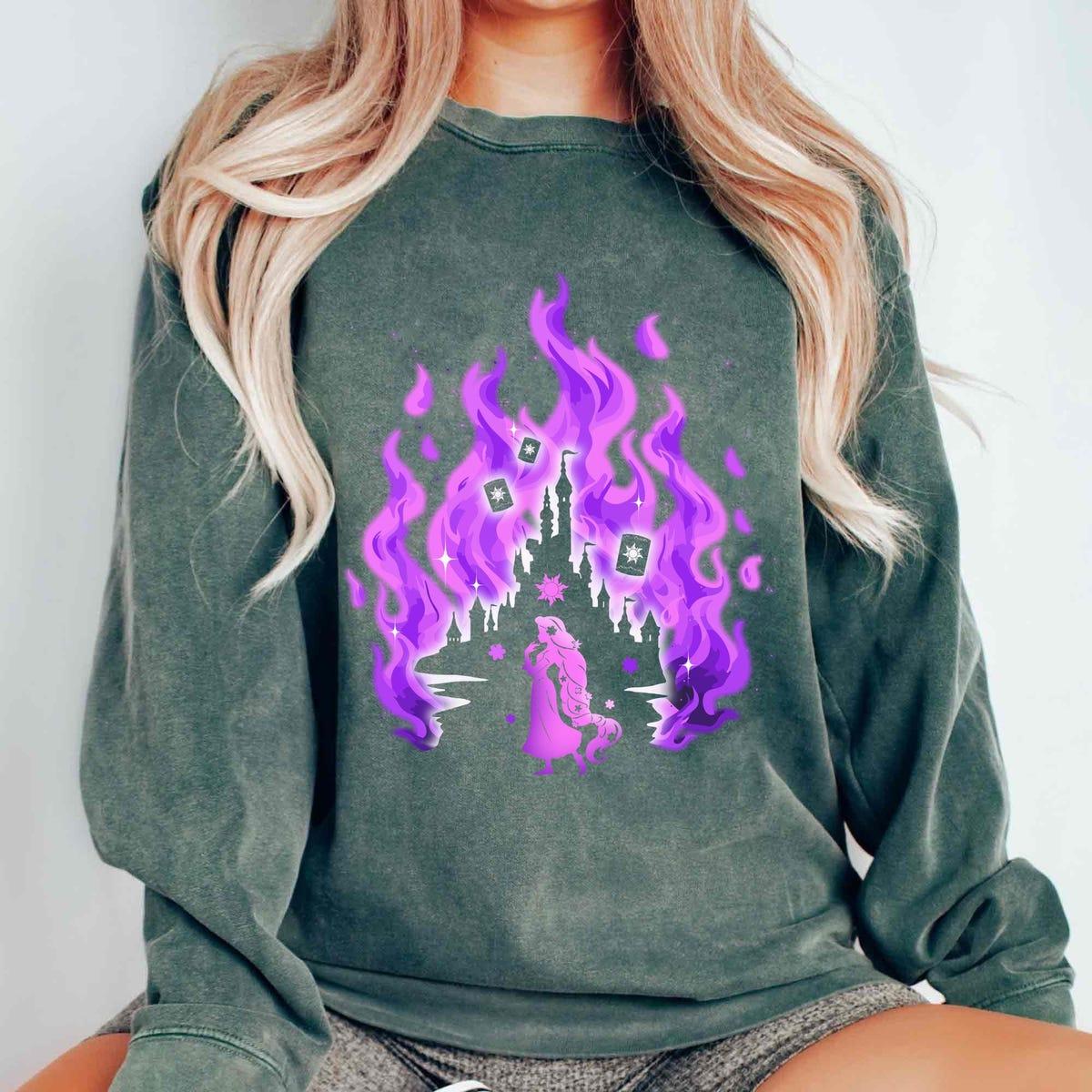 Vintage Silhouette Rapunzel Tangled Castle With Lanterns Shirt 4