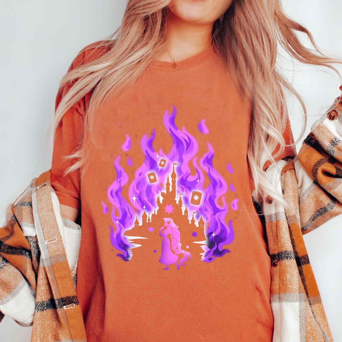 Vintage Silhouette Rapunzel Tangled Castle With Lanterns Shirt 5