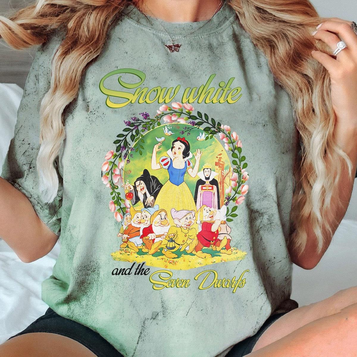 Vintage Snow White And Seven Dwarfs Evil Queen Floral Blast Shirt 4