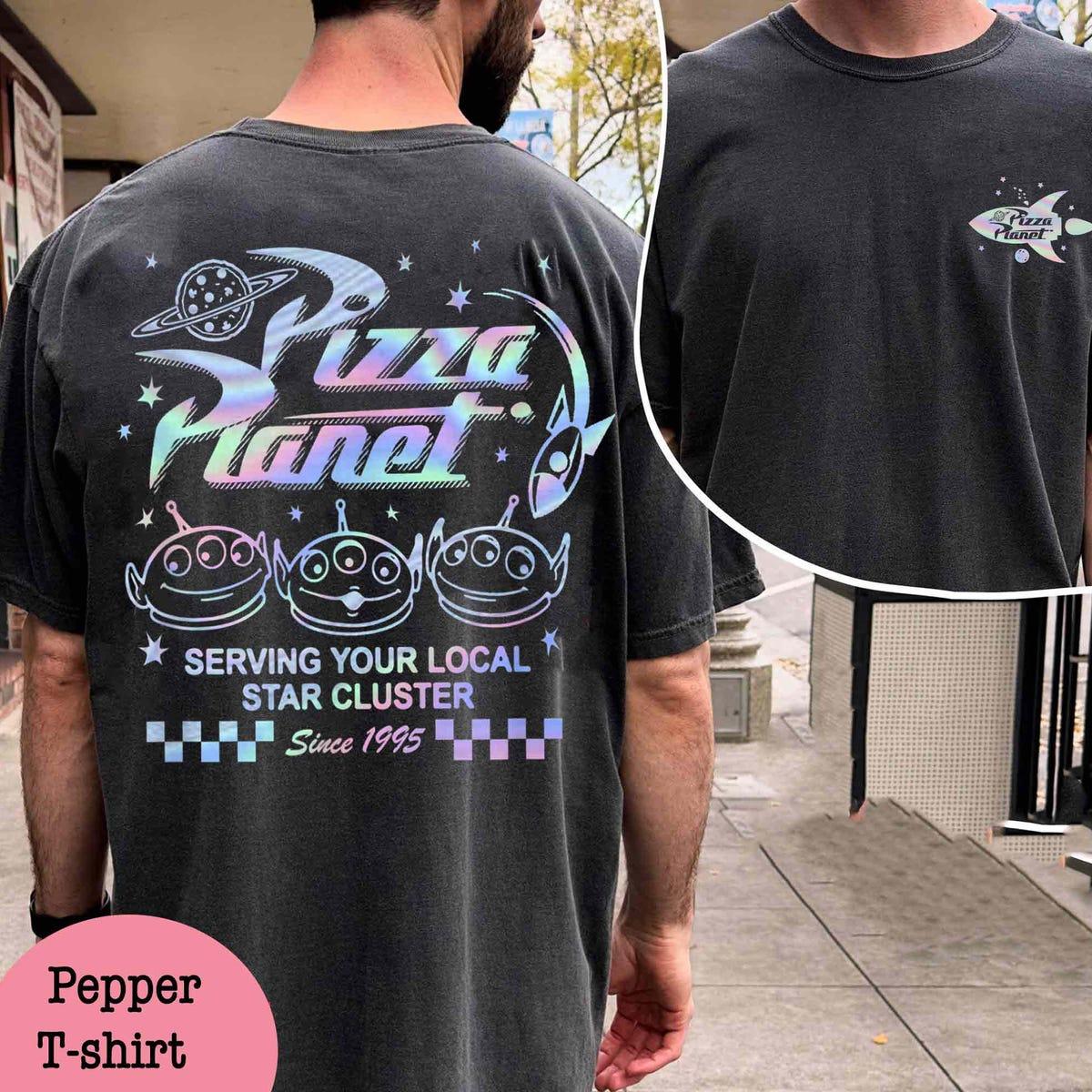 Vintage Two Sided Disney Pizza Planet Serving Your Local Star Cluster Shirt 2