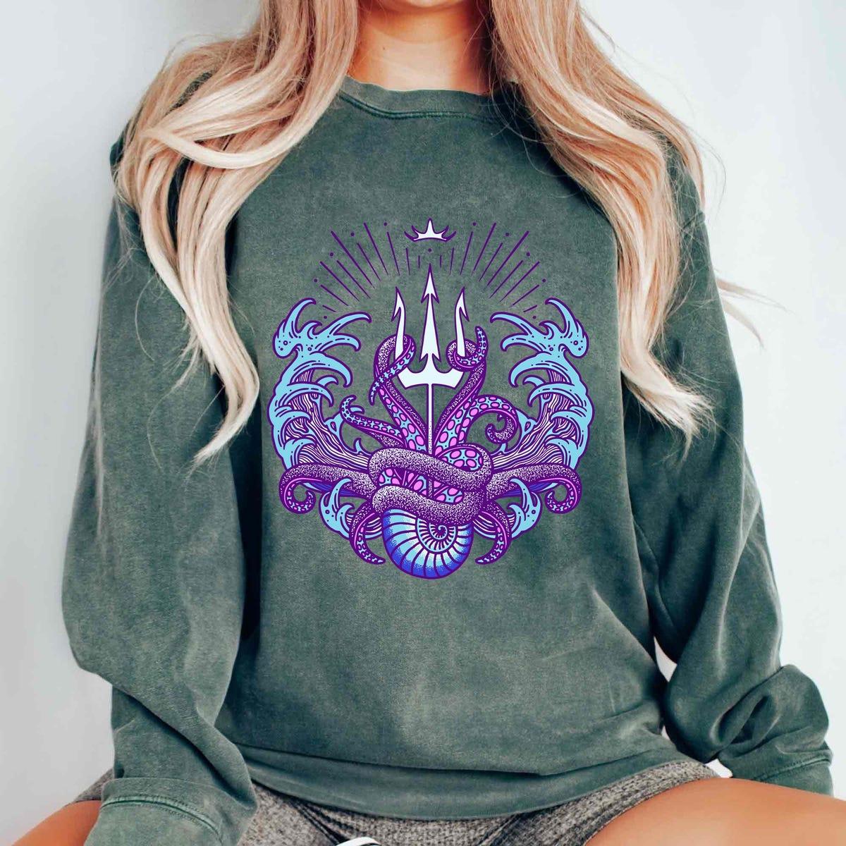 Vintage Ursula Sea Witch Symbol With Trident Shirt 4