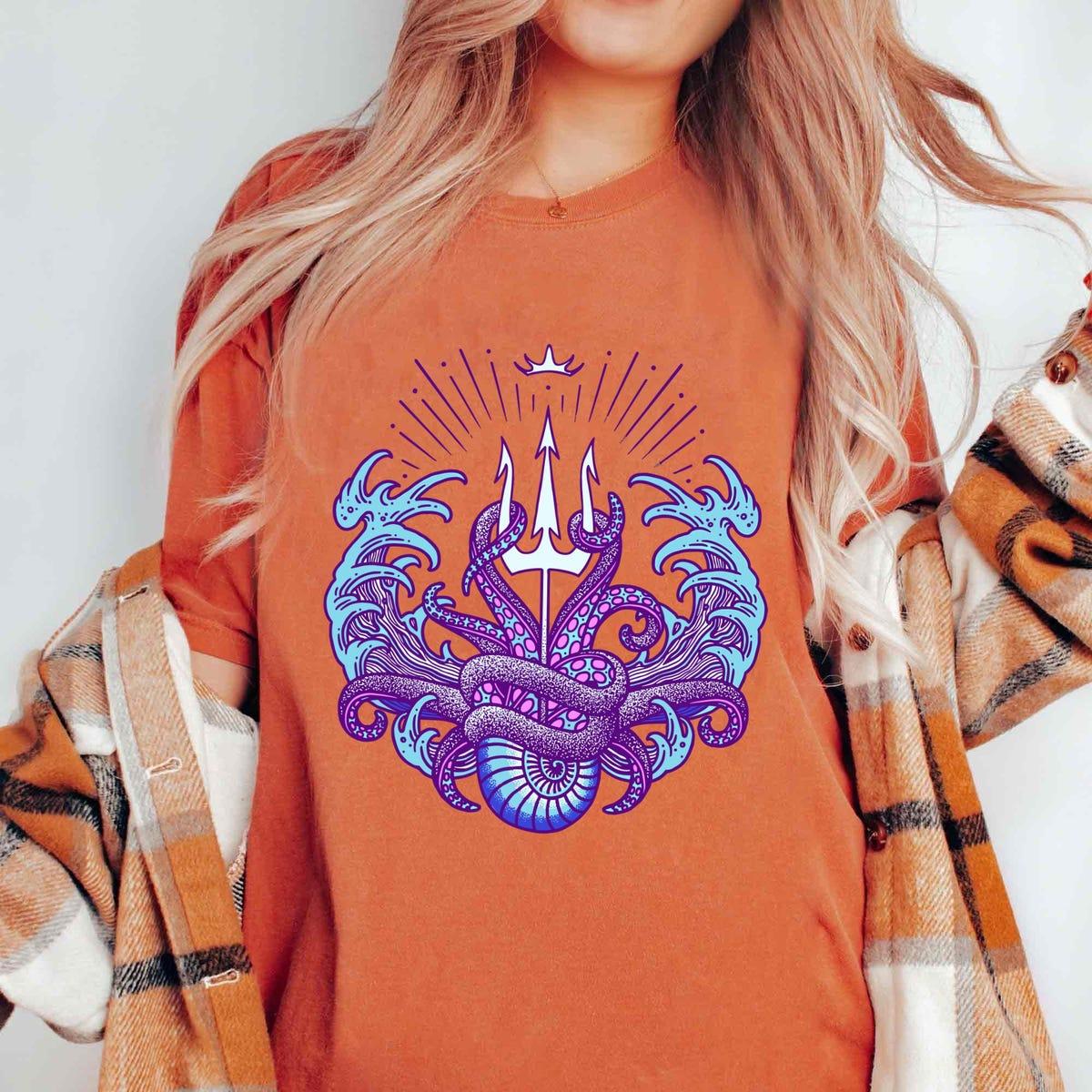 Vintage Ursula Sea Witch Symbol With Trident Shirt 5