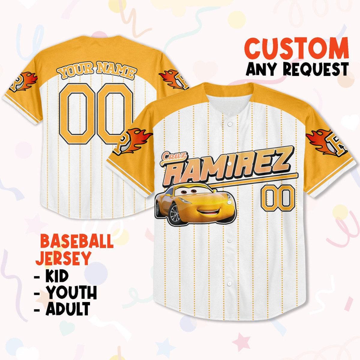 Custom Cars Ramirez Yellow Jersey Personalized Baseball Jersey 1