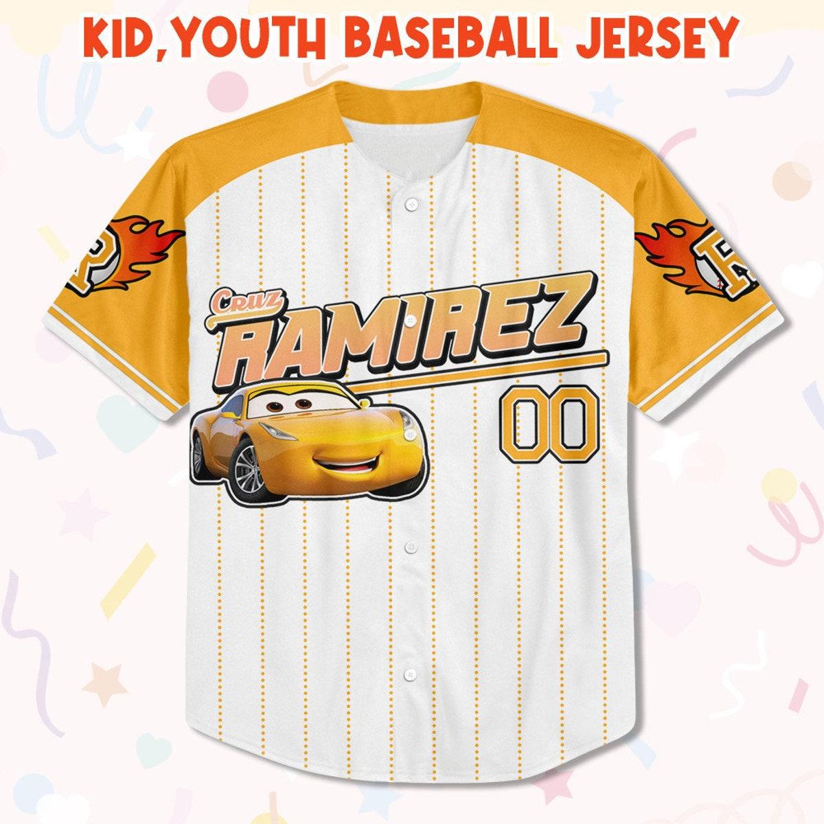 Custom Cars Ramirez Yellow Jersey Personalized Baseball Jersey 2