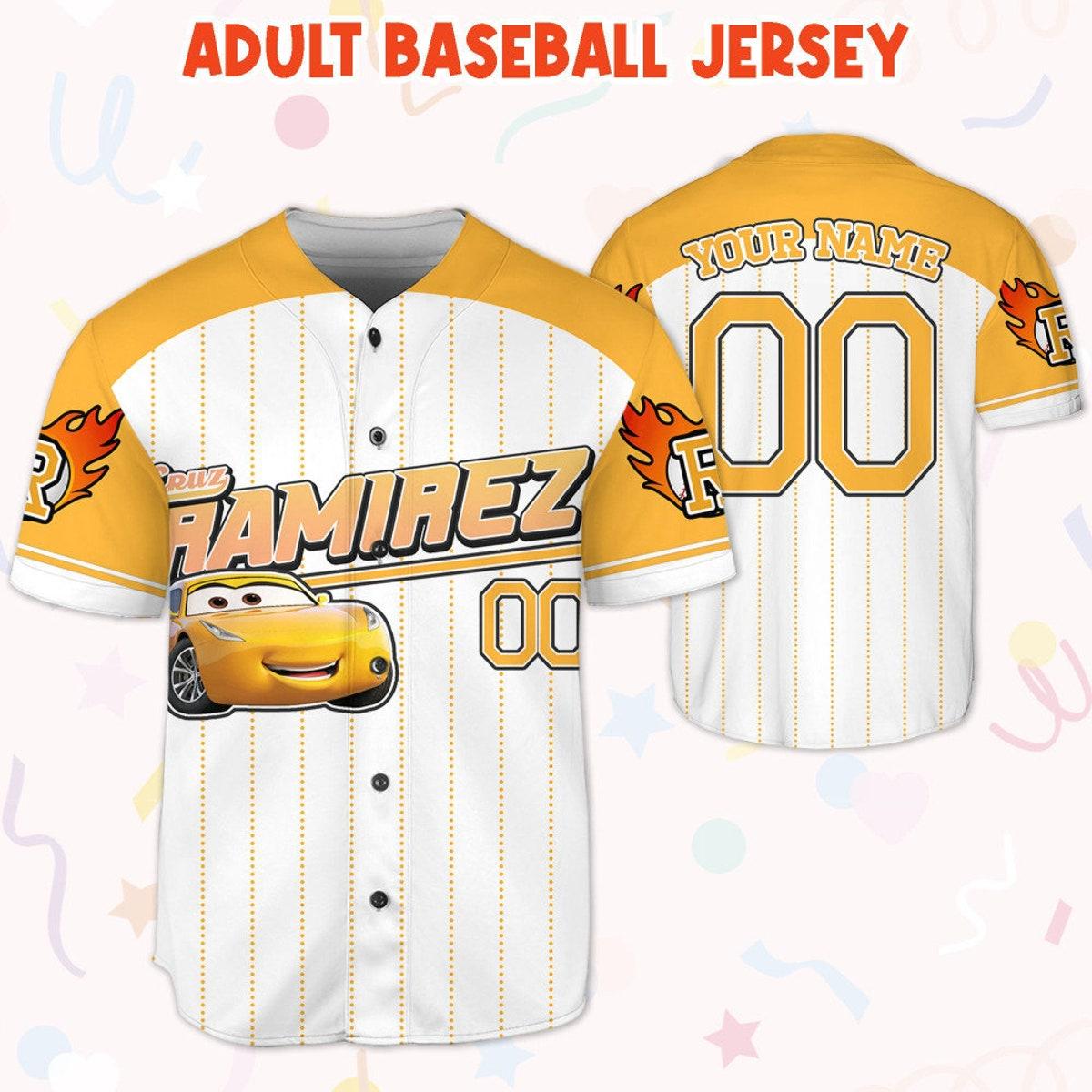 Custom Cars Ramirez Yellow Jersey Personalized Baseball Jersey 5