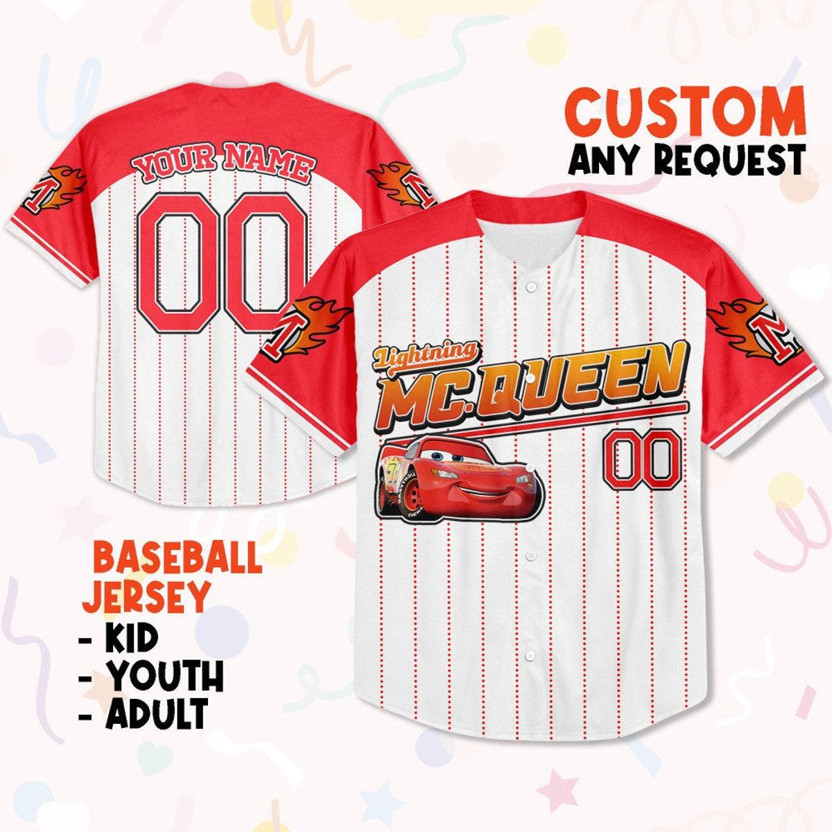 Custom Disney Cars Lightning Mcqueen Collection Awesome Baseball Jersey 1