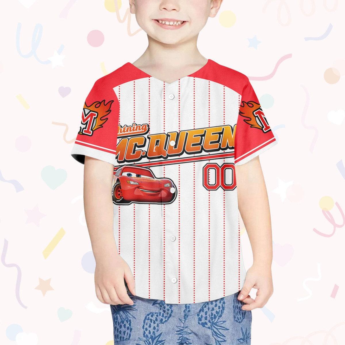 Custom Disney Cars Lightning Mcqueen Collection Awesome Baseball Jersey 4