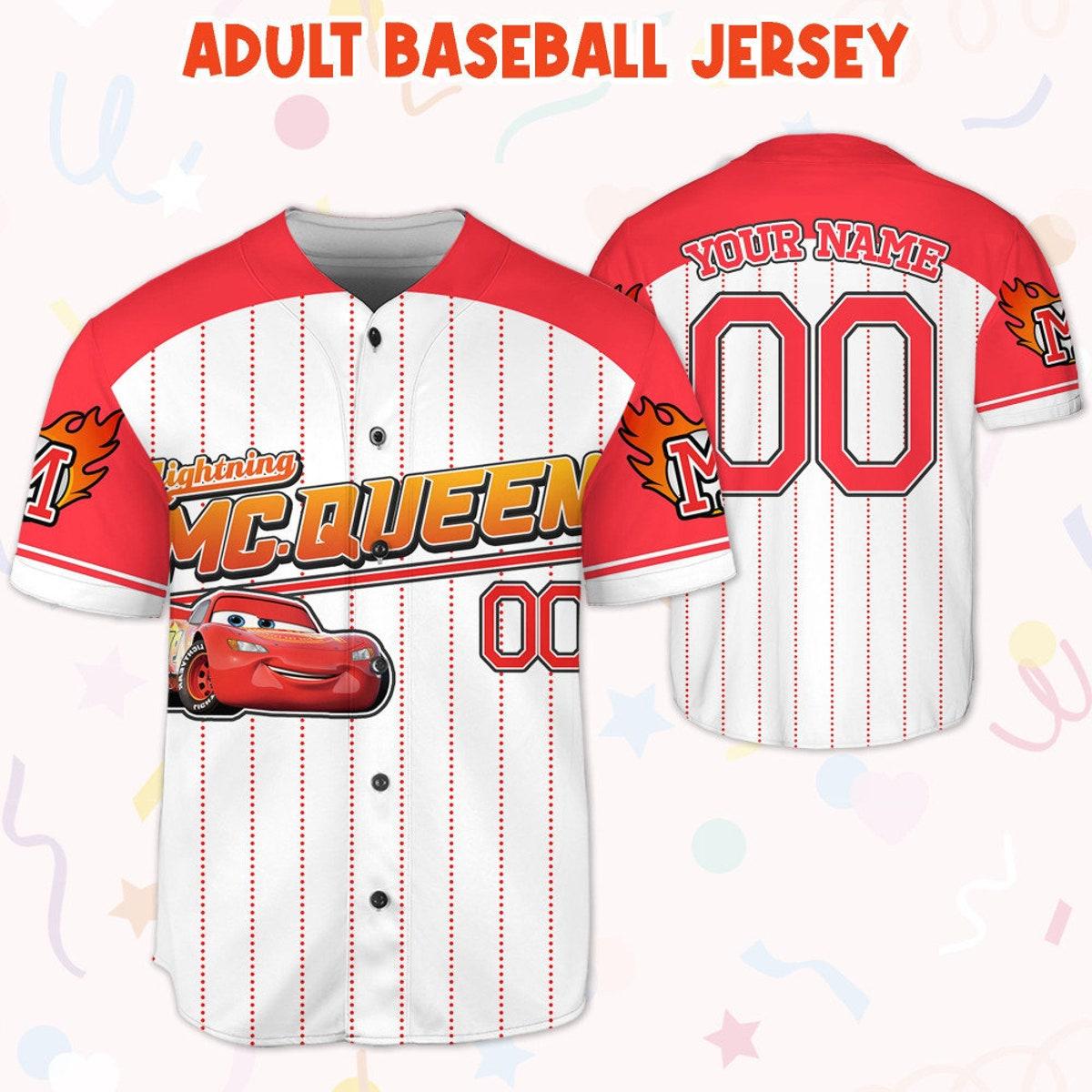 Custom Disney Cars Lightning Mcqueen Collection Awesome Baseball Jersey 5