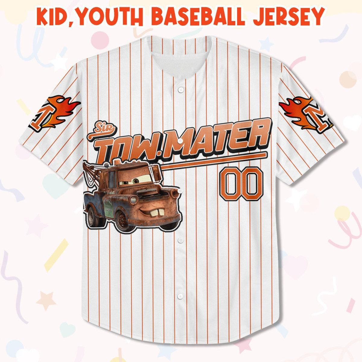 Custom Disney Cars Lightning Tow Mater Baseball Cars Baseball Jersey 2