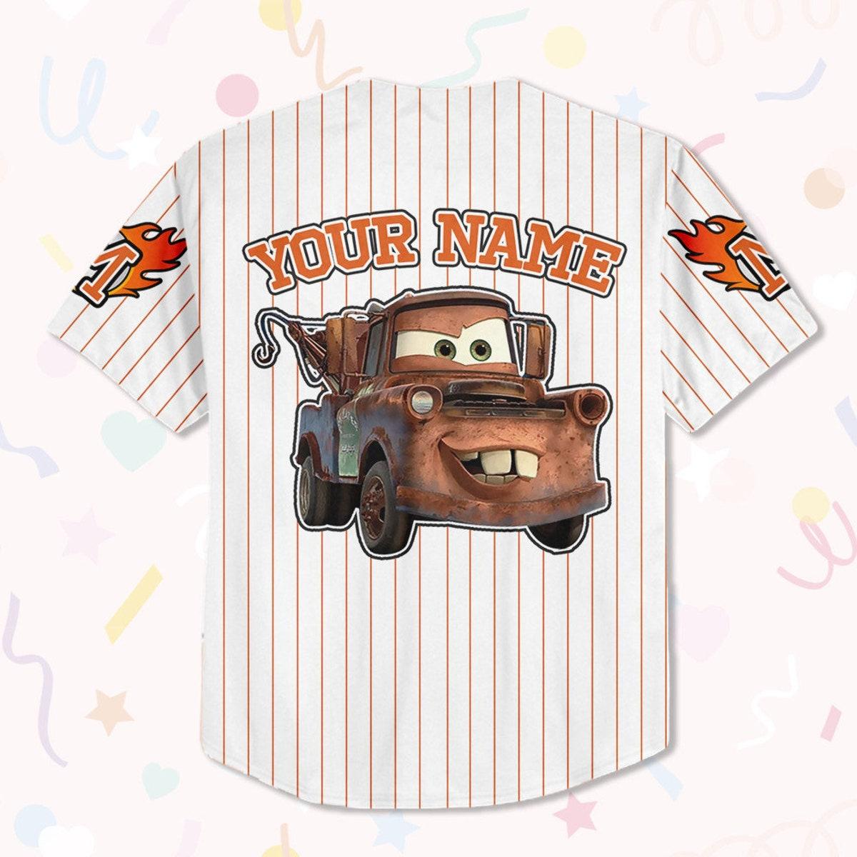 Custom Disney Cars Lightning Tow Mater Baseball Cars Baseball Jersey 3