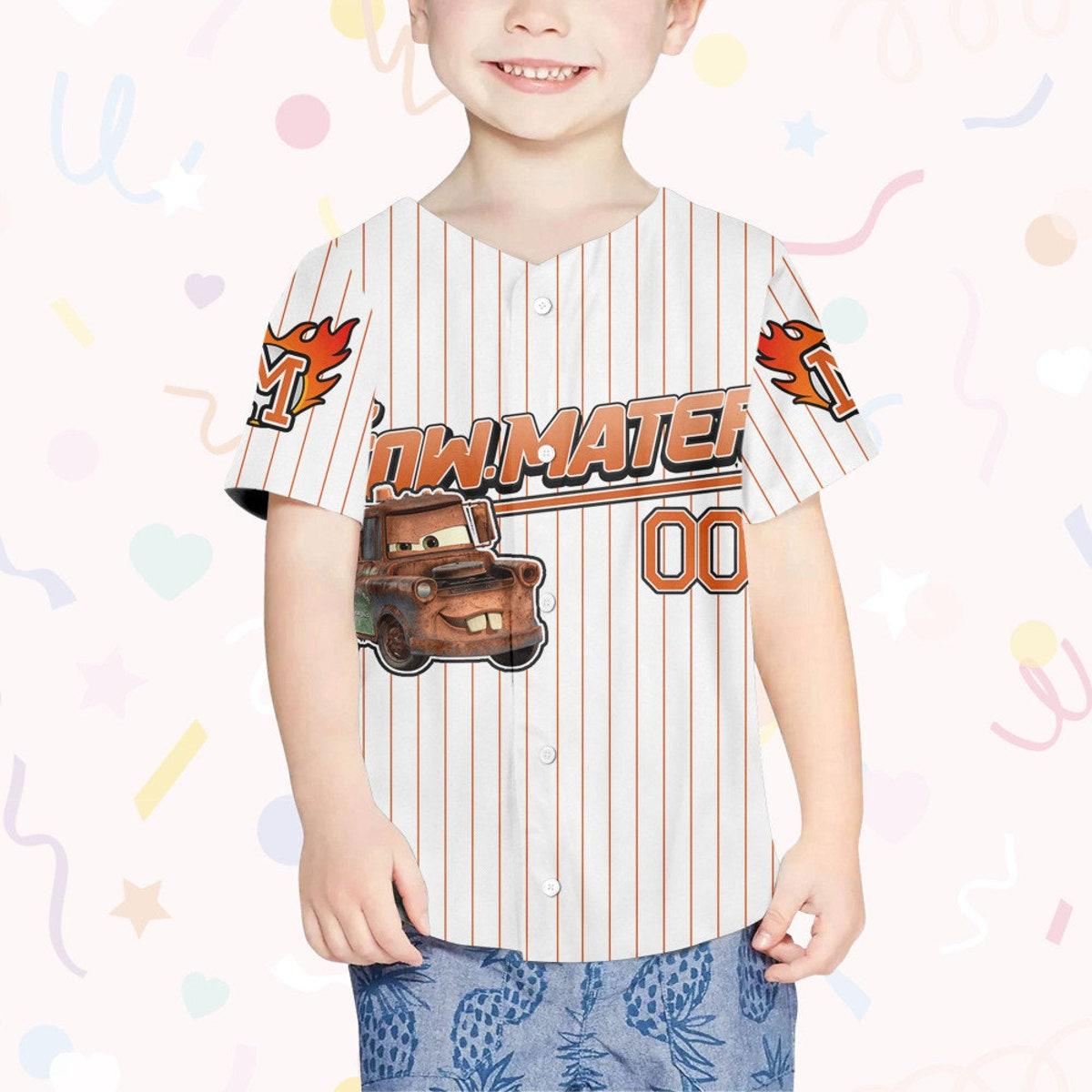 Custom Disney Cars Lightning Tow Mater Baseball Cars Baseball Jersey 4