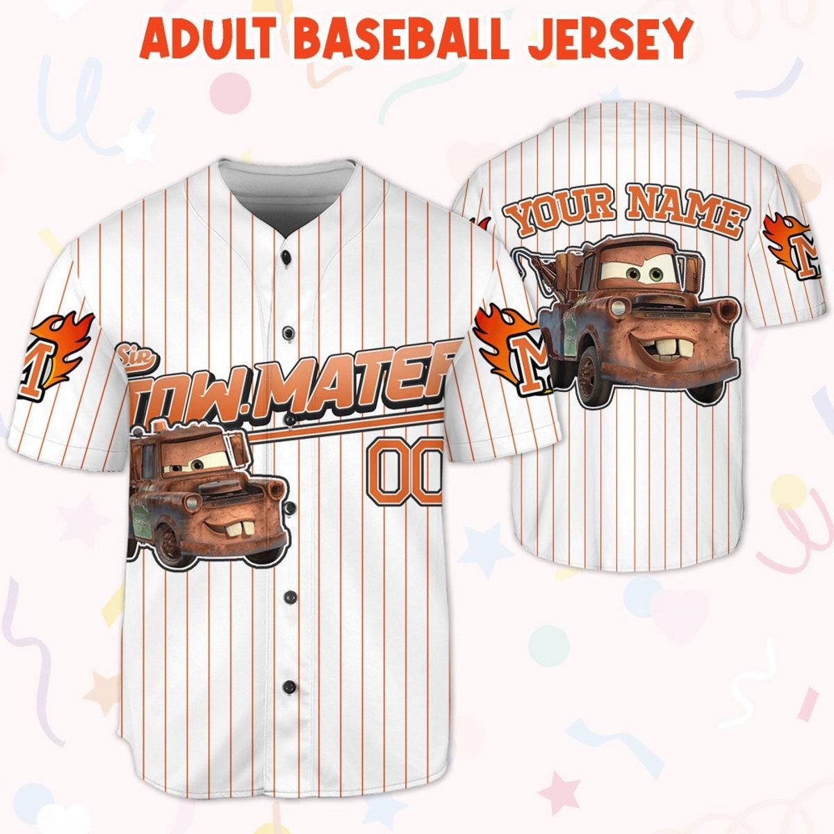 Custom Disney Cars Lightning Tow Mater Baseball Cars Baseball Jersey 5