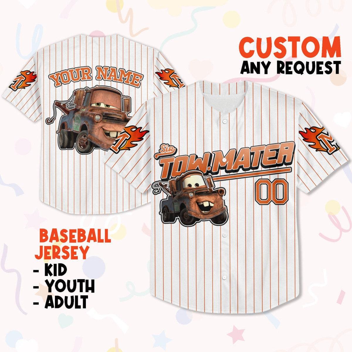 Custom Disney Cars Lightning Tow Mater Baseball Custom Cars Baseball Jersey 1