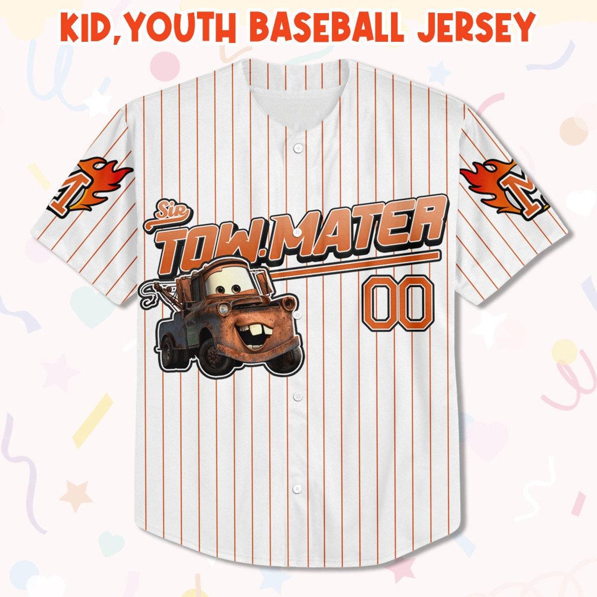 Custom Disney Cars Lightning Tow Mater Baseball Custom Cars Baseball Jersey 2