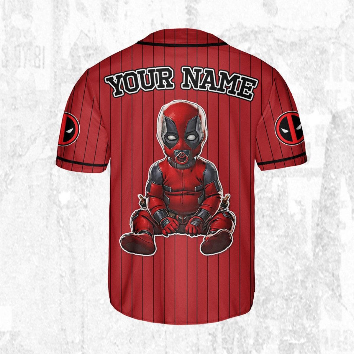 Custom Disney Deadpool Corps Babypool Baseball Jersey 4