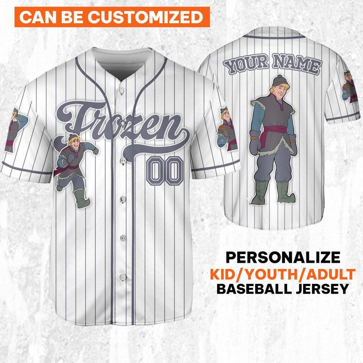 Custom Disney Frozen Kristoff Simple Stripe Baseball Jersey 1