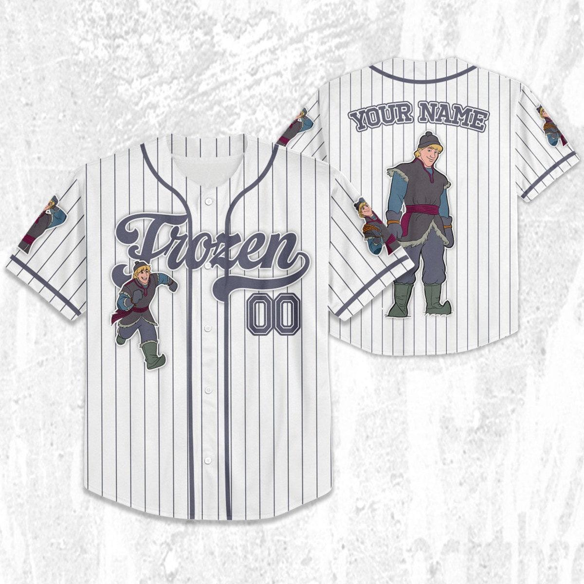 Custom Disney Frozen Kristoff Simple Stripe Baseball Jersey 2