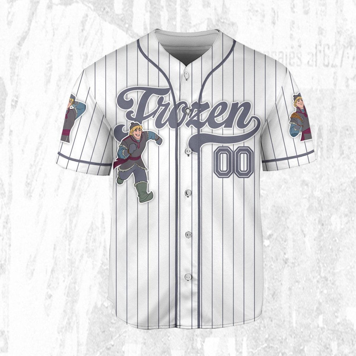 Custom Disney Frozen Kristoff Simple Stripe Baseball Jersey 3