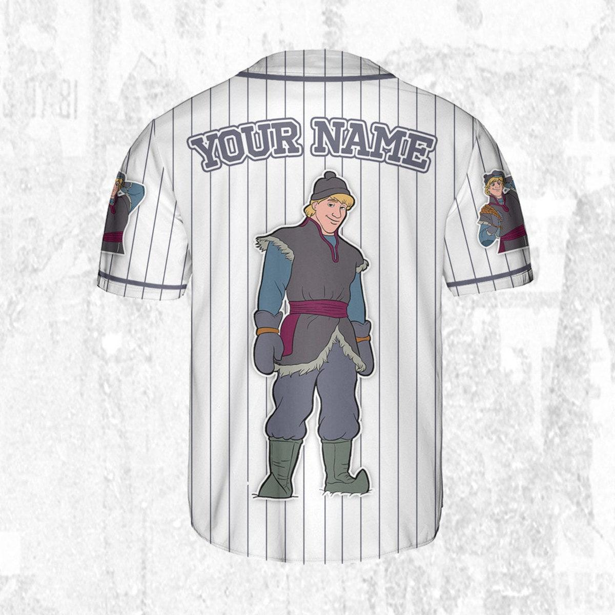 Custom Disney Frozen Kristoff Simple Stripe Baseball Jersey 4