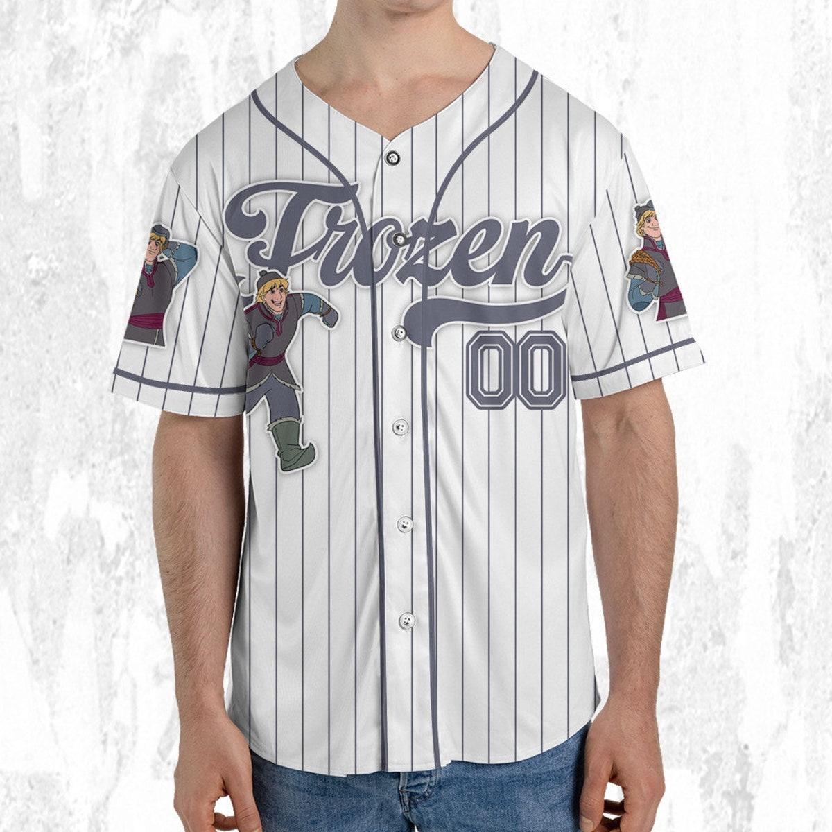 Custom Disney Frozen Kristoff Simple Stripe Baseball Jersey 5