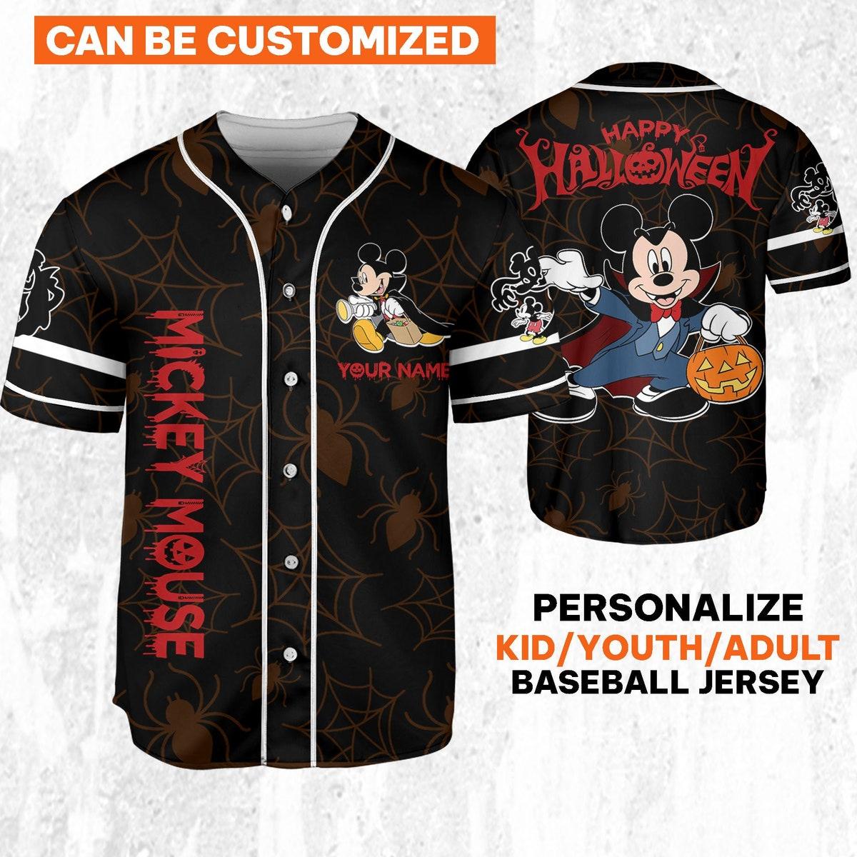 Custom Disney Halloween Mickey And Friends Vampire Baseball Jersey 1