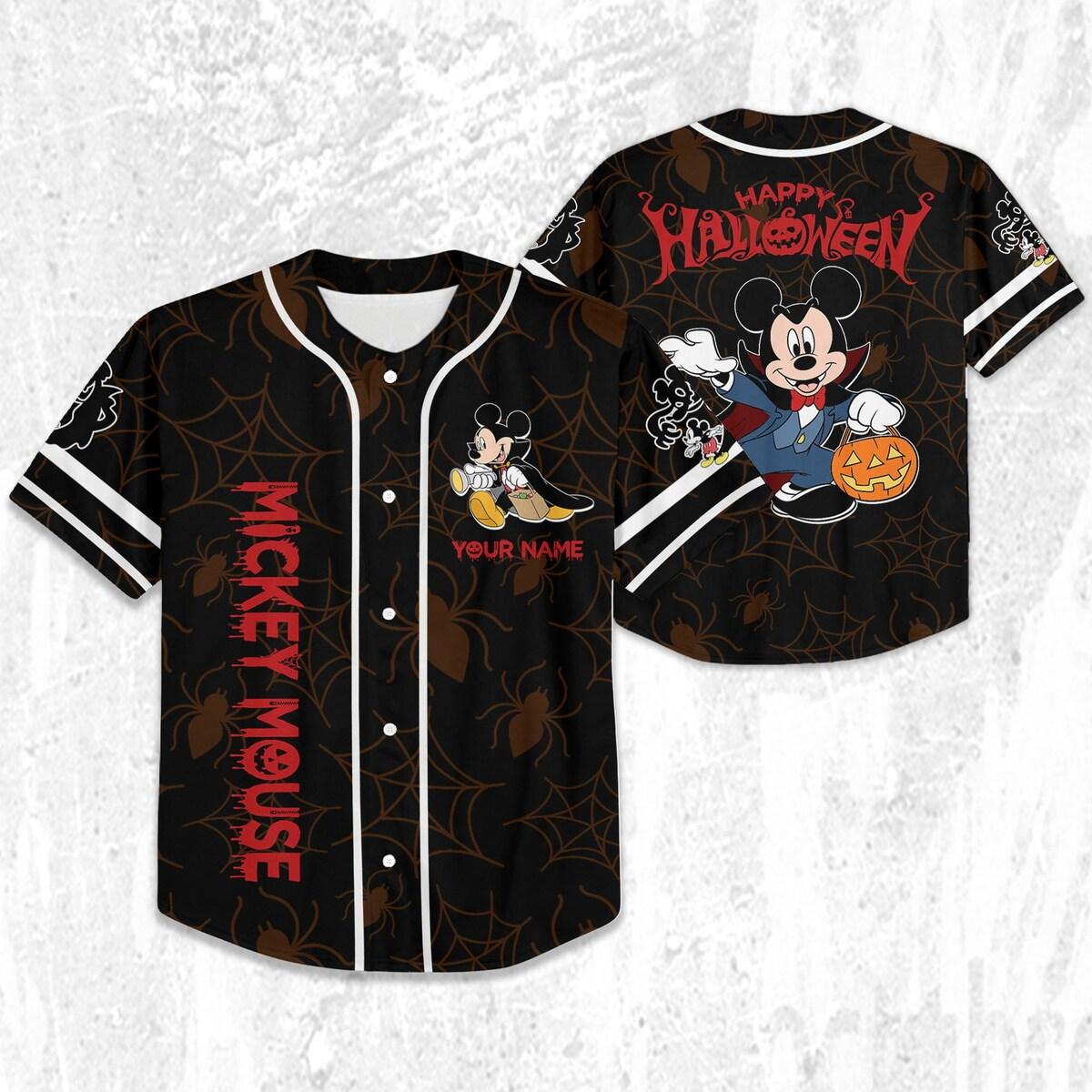 Custom Disney Halloween Mickey And Friends Vampire Baseball Jersey 2