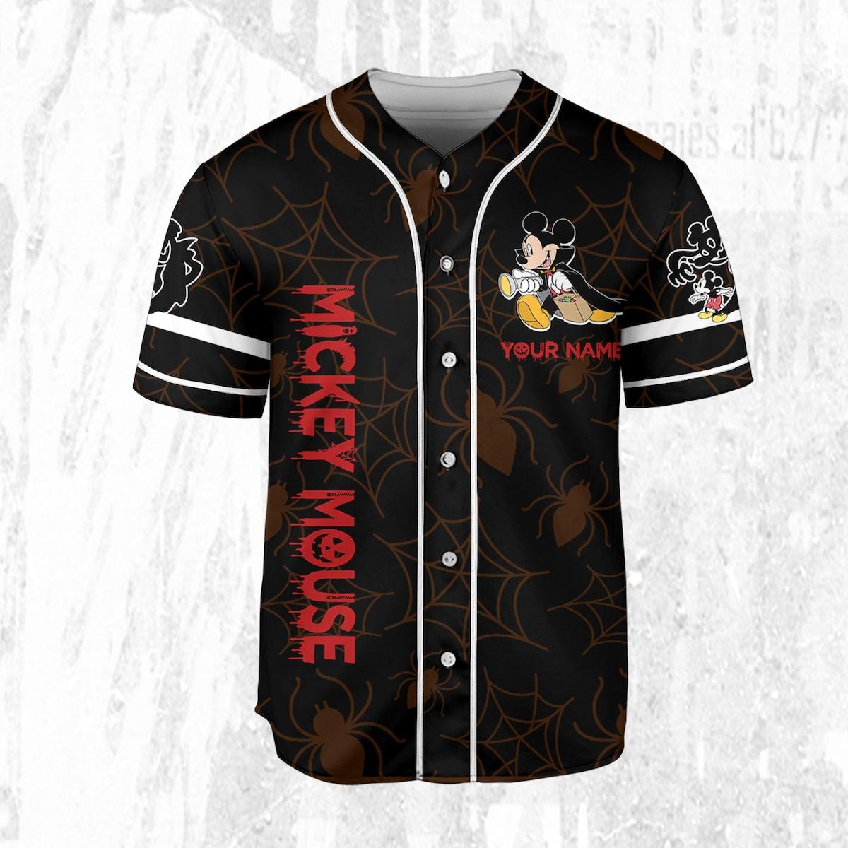 Custom Disney Halloween Mickey And Friends Vampire Baseball Jersey 3