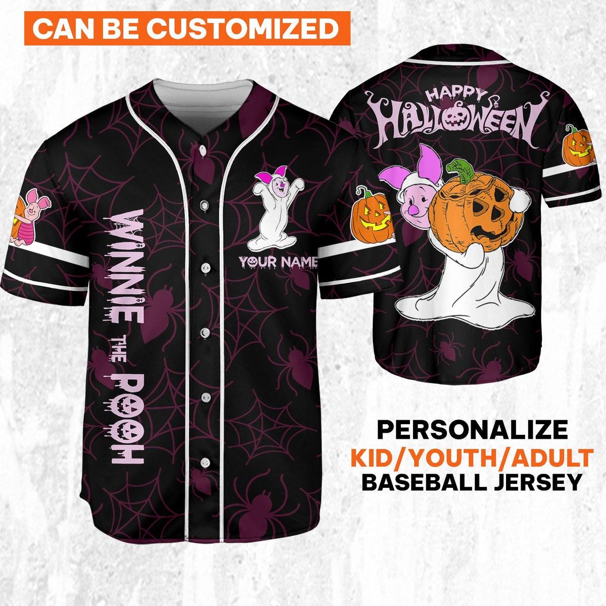 Custom Disney Halloween Piglet And Friends Baseball Jersey 1