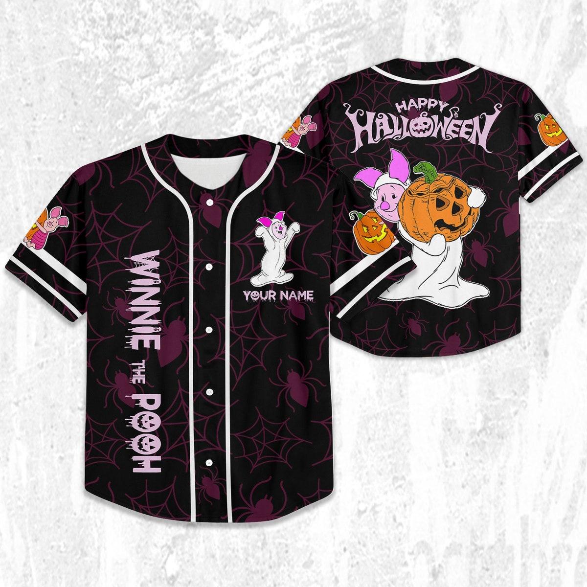 Custom Disney Halloween Piglet And Friends Baseball Jersey 2