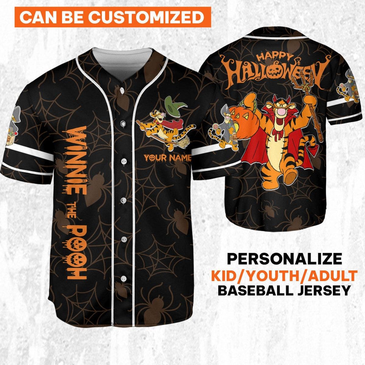 Custom Disney Halloween Tigger And Friends Baseball Jersey 1