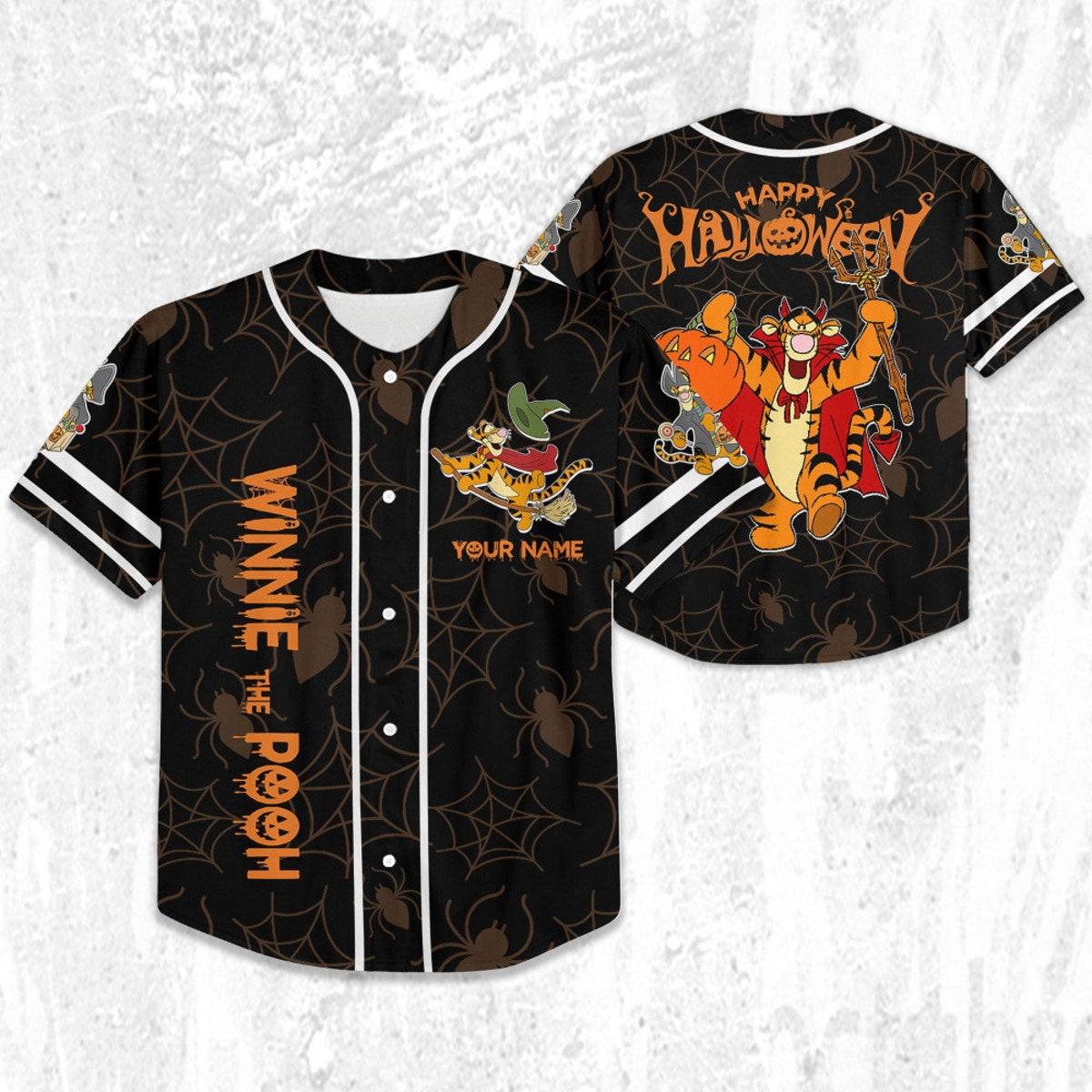 Custom Disney Halloween Tigger And Friends Baseball Jersey 2